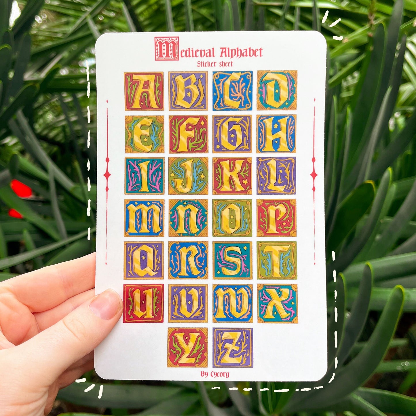 Medieval Alphabet Clear Sticker Sheet