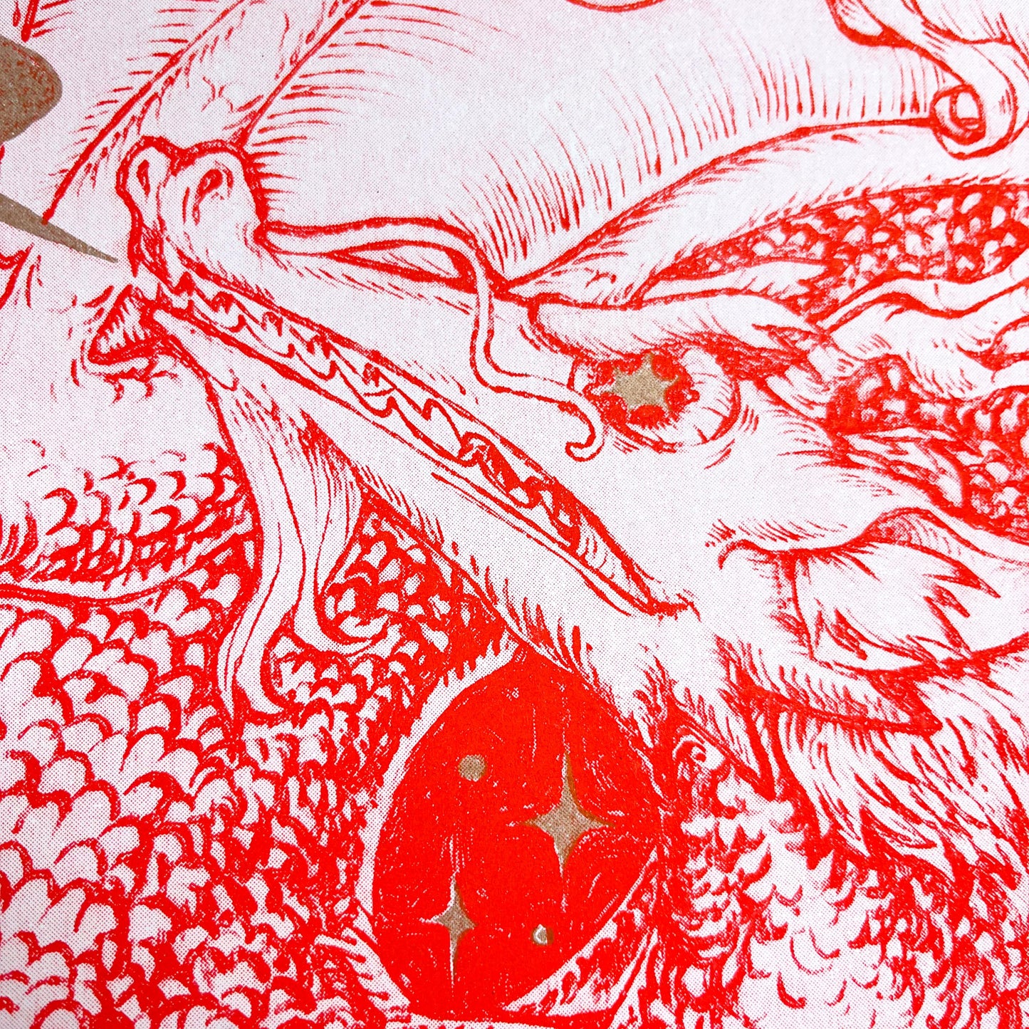 Year of the Dragon Woodburn Risograph Print