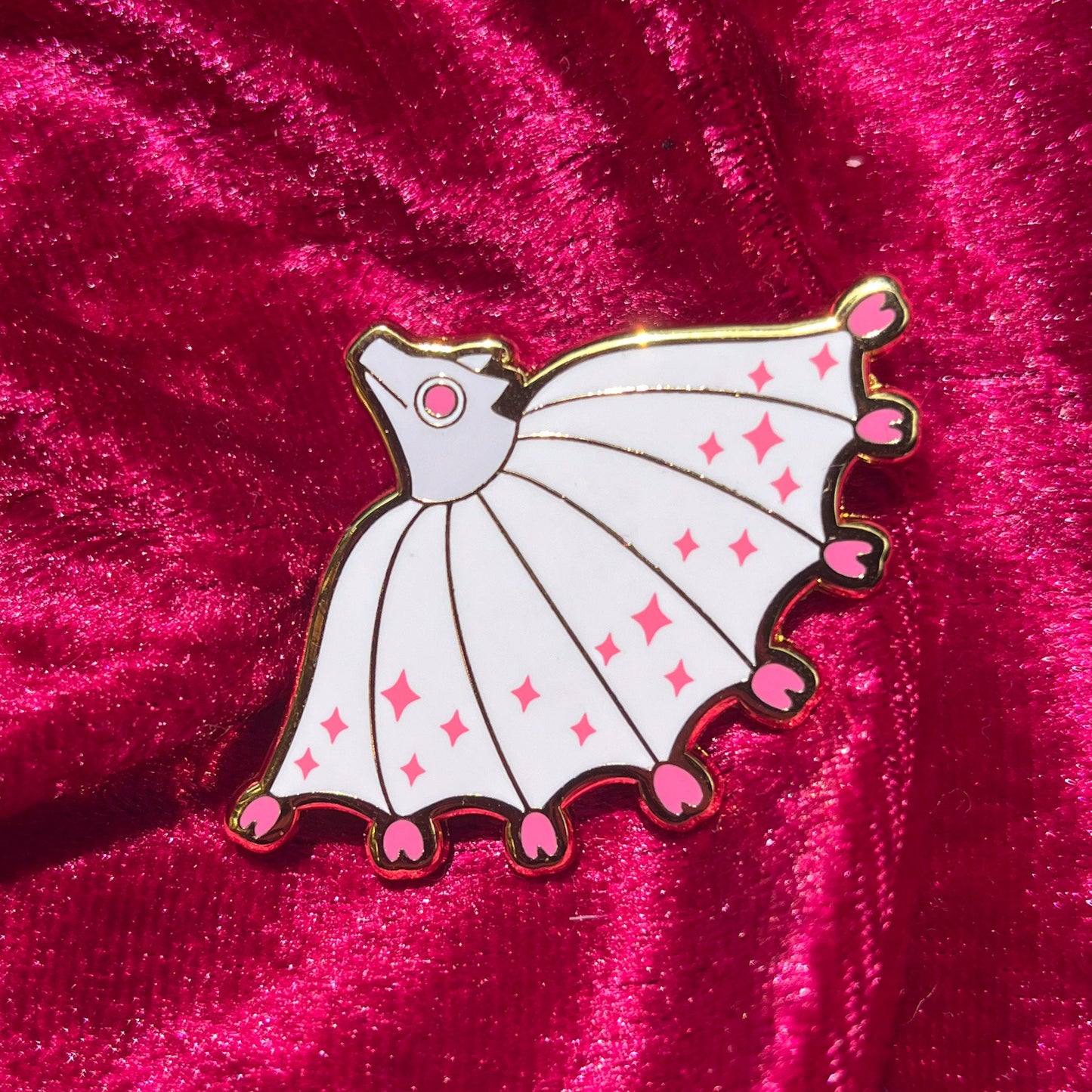 Medieval Pink Bat Hard Enamel Pin
