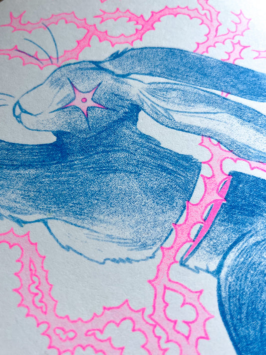 Barbed Hare Riso Print