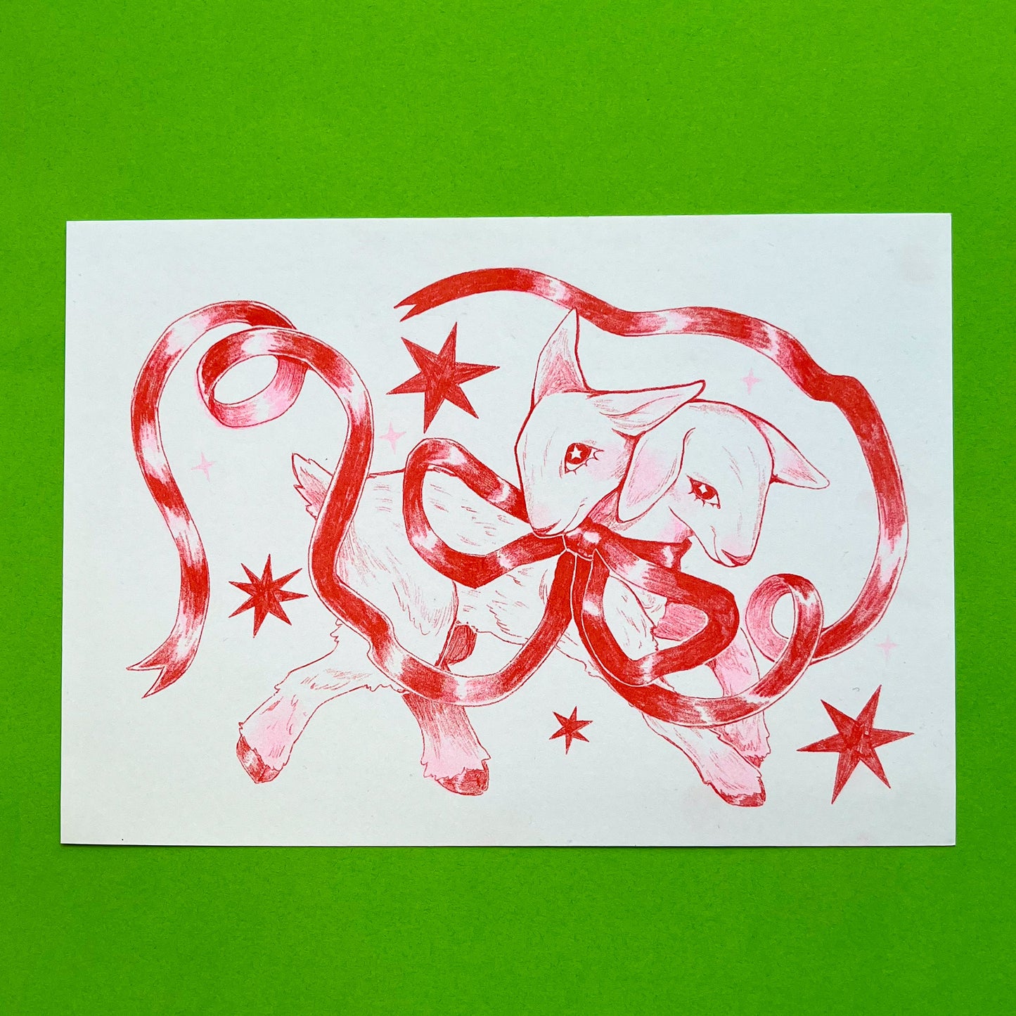 Two Headed Lamb Riso Print