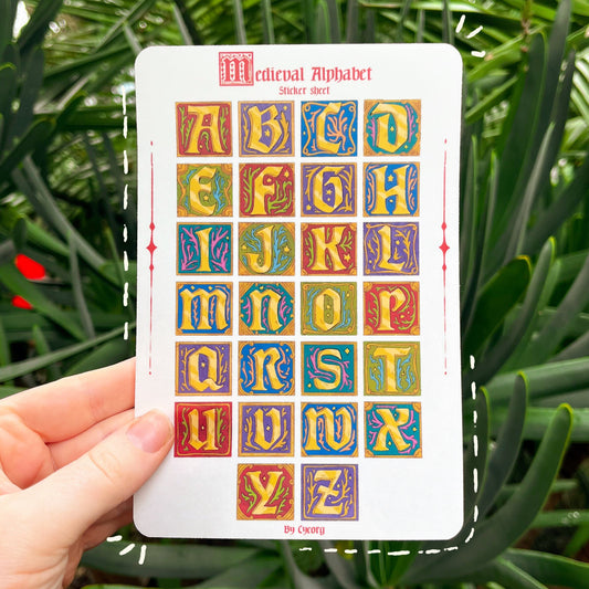 Medieval Alphabet Clear Sticker Sheet