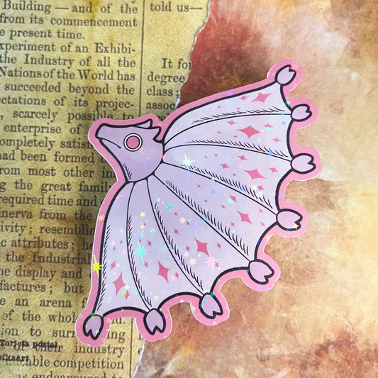 Medieval White Bat Holographic Vinyl Waterproof Sticker