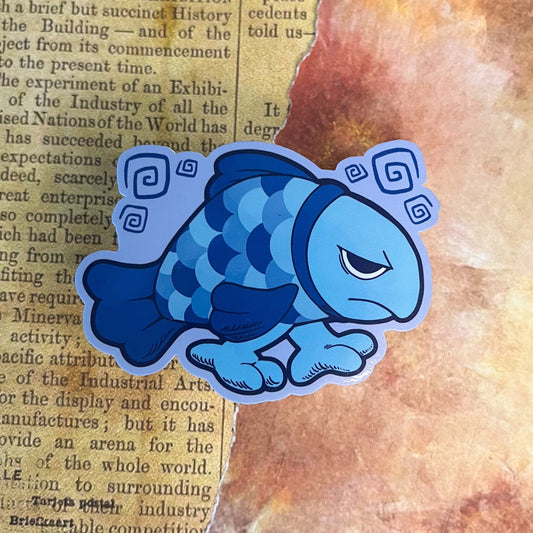 Medieval Walking Fish Vinyl Waterproof Sticker