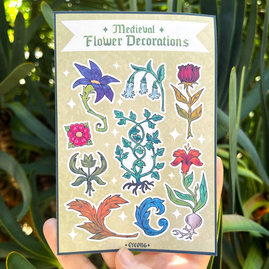 Medieval Floral Decorations Sticker Sheet