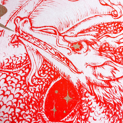Year of the Dragon Woodburn Risograph Print
