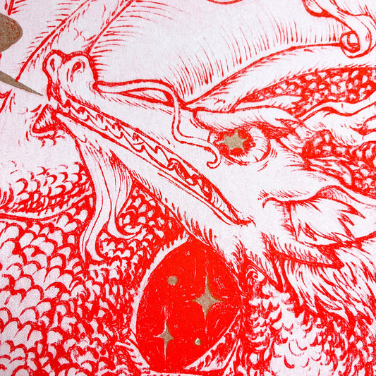 Year of the Dragon Woodburn Risograph Print