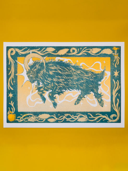 Mountain Goat Risograph Print