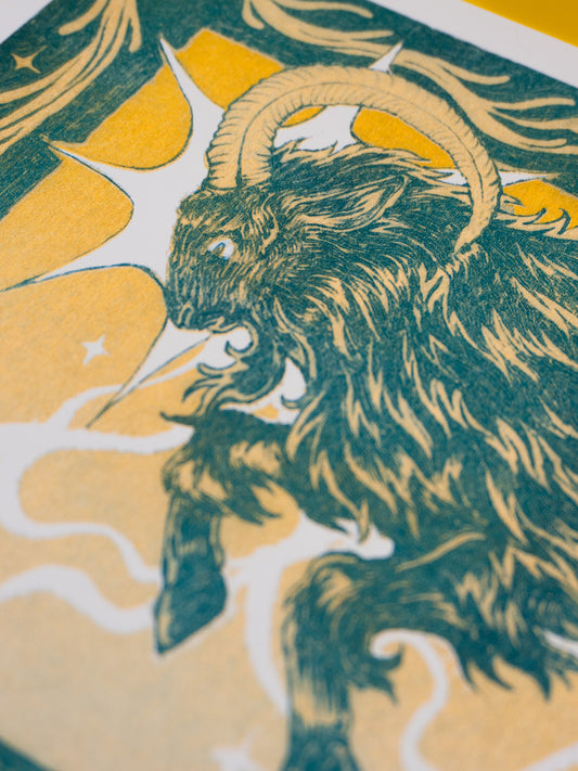 Mountain Goat Risograph Print