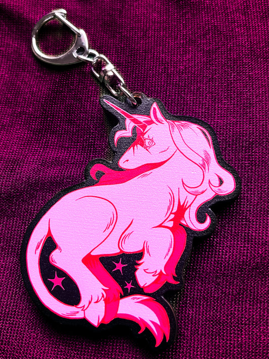 Take No Shit Unicorn Wooden Keychain
