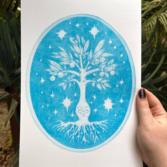 Mother of Many Mandrake Medieval Woodburn Riso Print