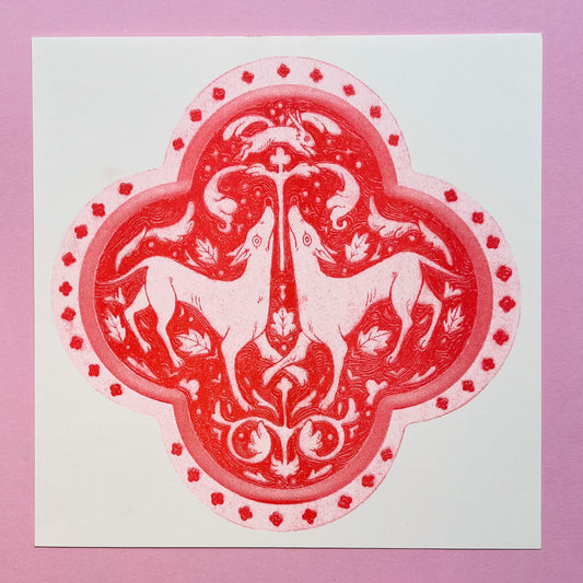 Two Hounds Woodburn Riso Print